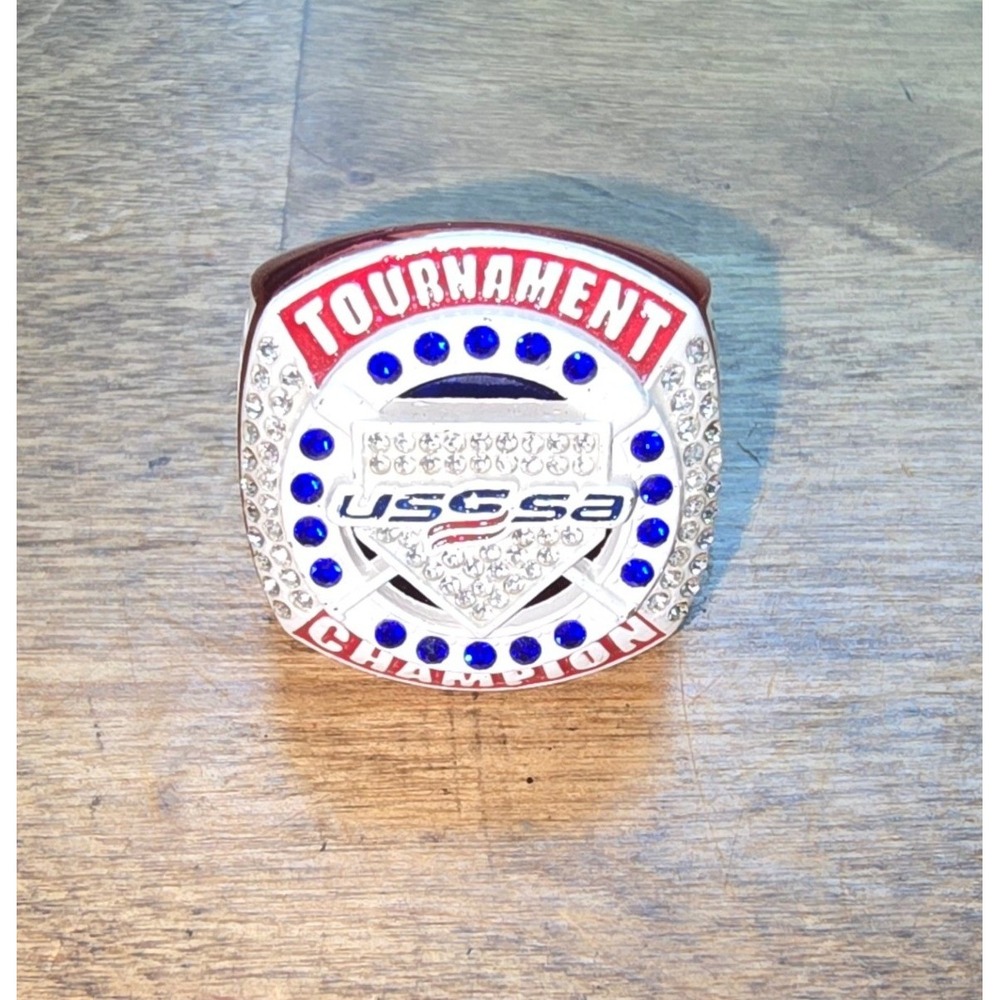 USSSA Tournament Champion Baseball Softball Ring Red White Blue Size 9